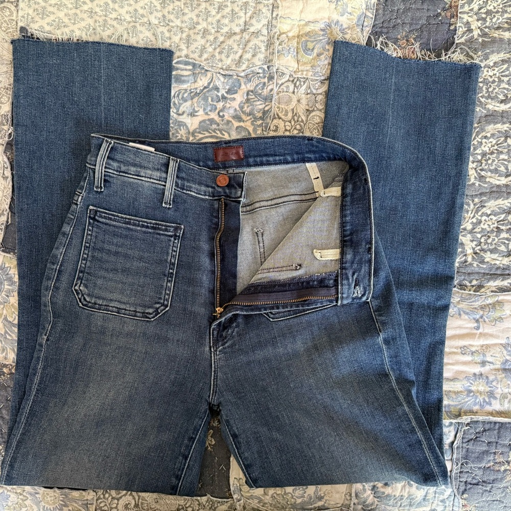 MOTHER Straight-Leg women’s Denim Jeans in Medium Blue Wash